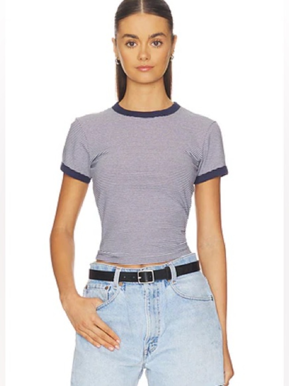 NEW Good American Super Stretch Ringer Tee Size Medium